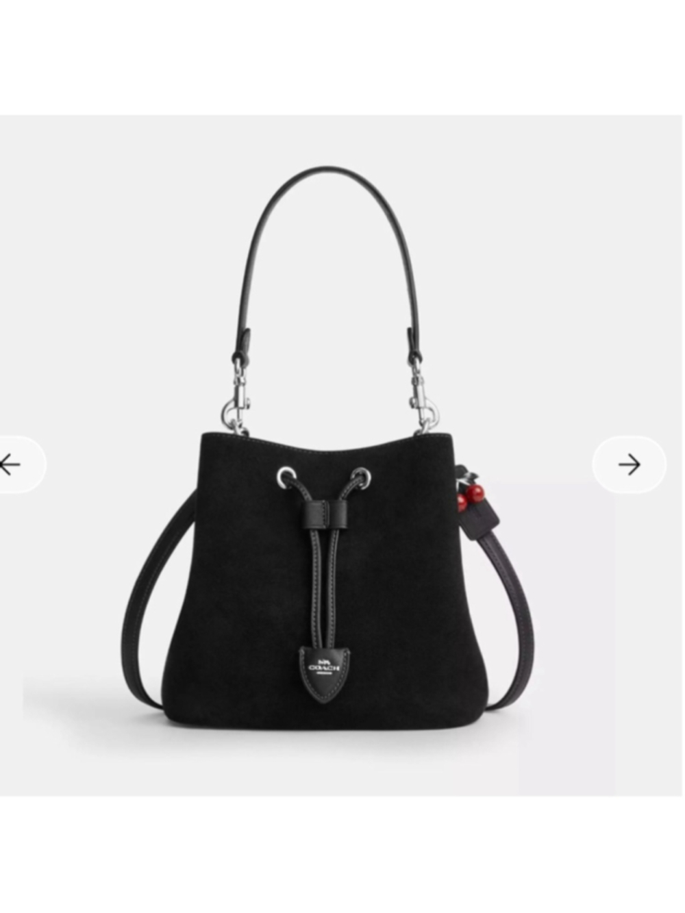 NEW Coach Rowan Bucket Bag Black Suede w/ Removable Zip Pouch CCZ89 NWT - Picture 2 of 14